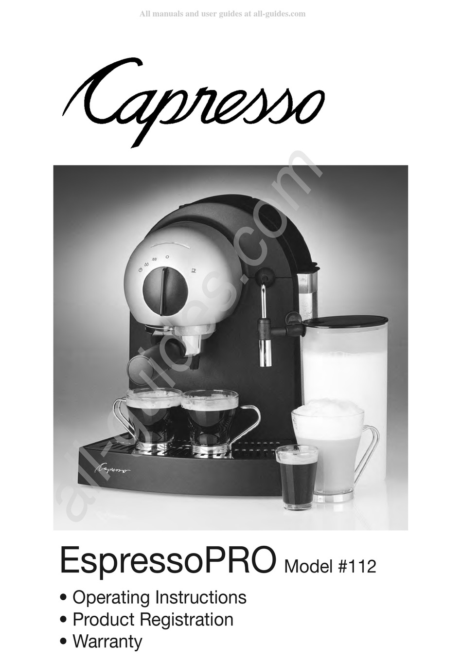 CAPRESSO ESPRESSOPRO 112 OPERATING INSTRUCTIONS MANUAL Pdf Download