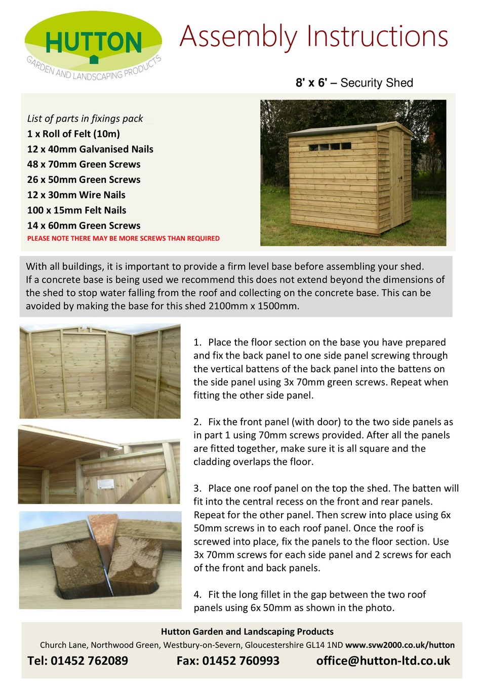 HUTTON SECURITY SHED ASSEMBLY INSTRUCTIONS Pdf Download ManualsLib