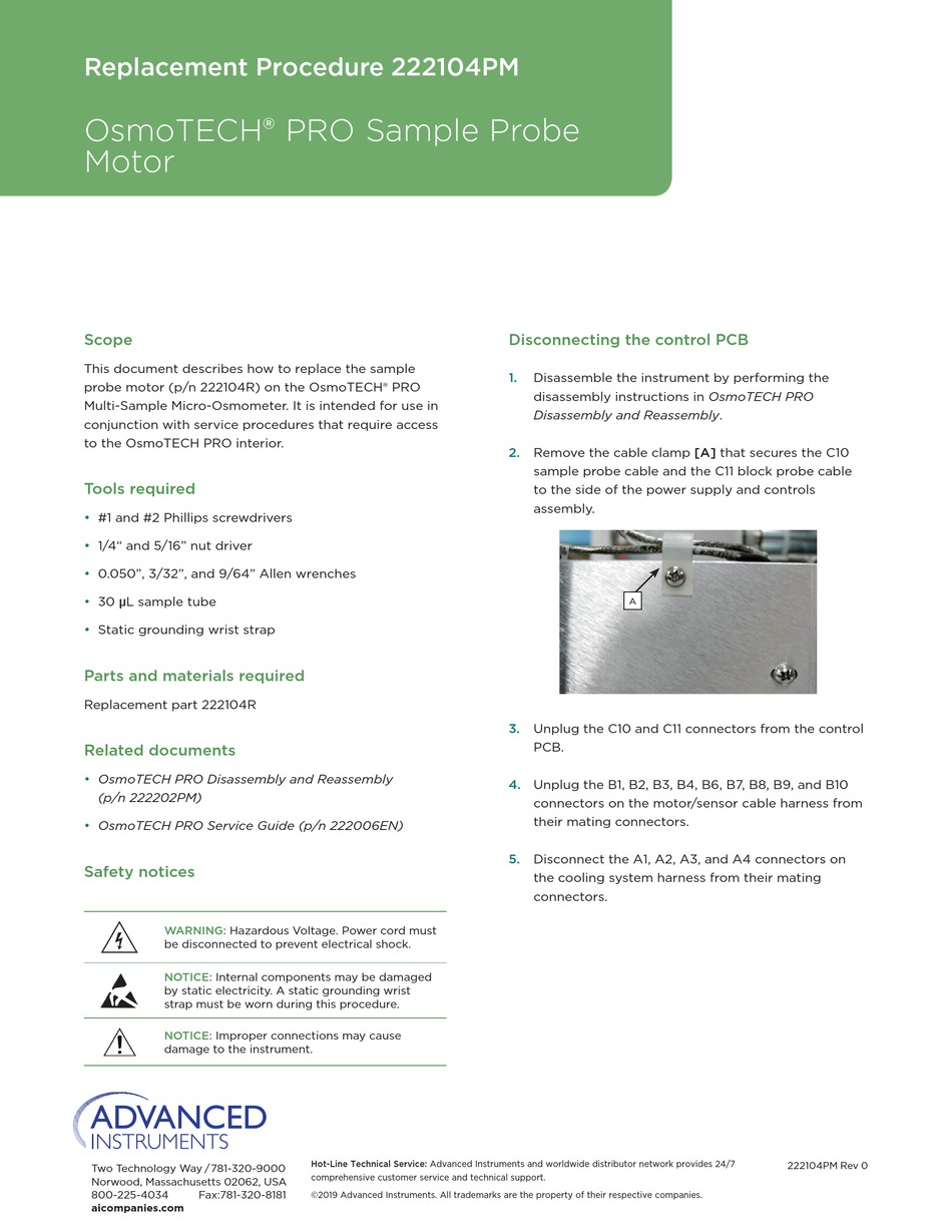 ADVANCED INSTRUMENTS OSMOTECH PRO QUICK START MANUAL Pdf Download