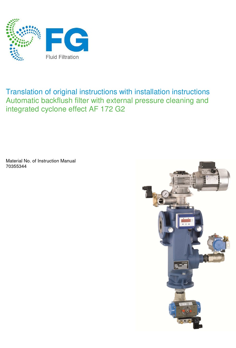 FILTRATION GROUP AF 172 G2 ORIGINAL INSTRUCTIONS MANUAL Pdf Download