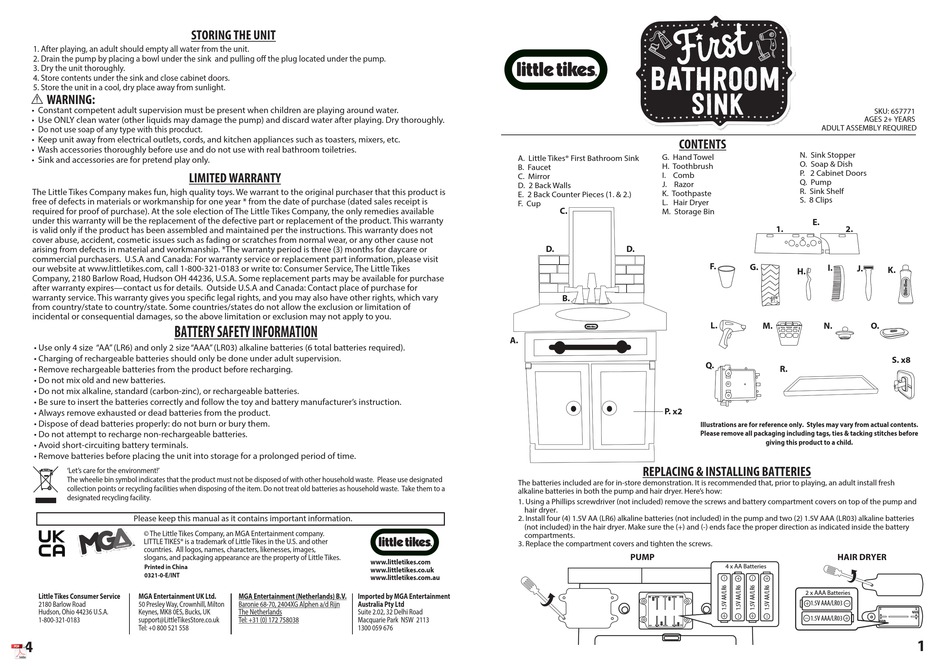 little tikes bathroom sink instructions