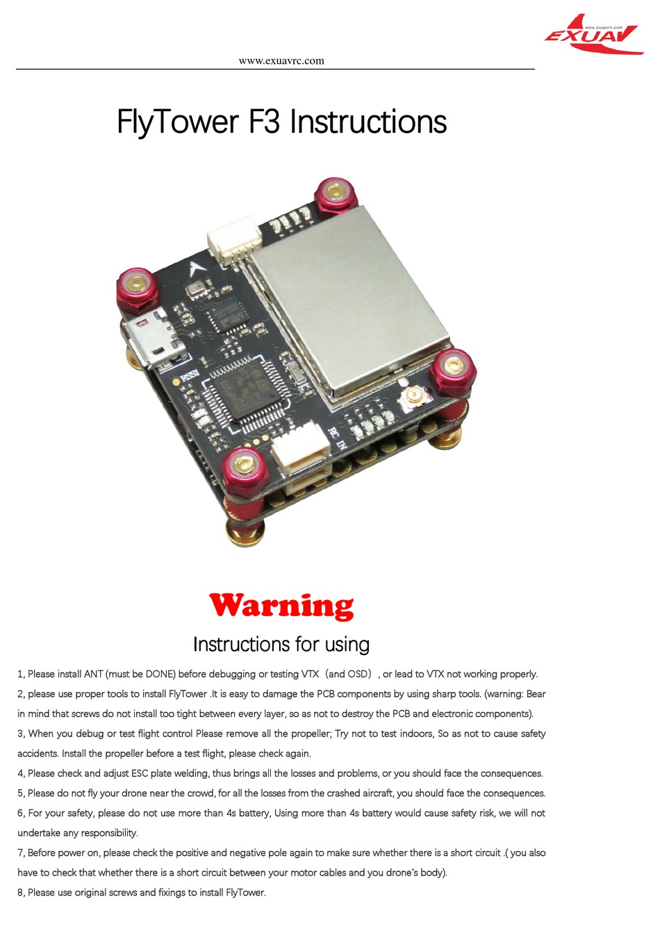 exuav-flytower-f3-instructions-manual-pdf-download-manualslib