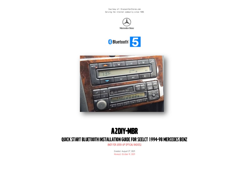 DISCOUNT CAR STEREO A2DIYMBR QUICK START BLUETOOTH INSTALLATION MANUAL