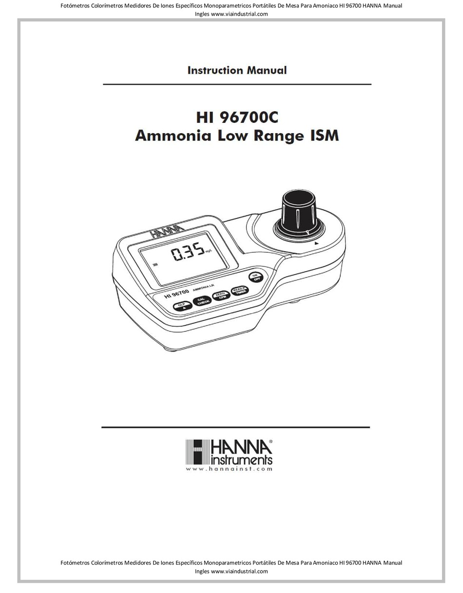 HANNA INSTRUMENTS HI 96700 INSTRUCTION MANUAL Pdf Download ManualsLib