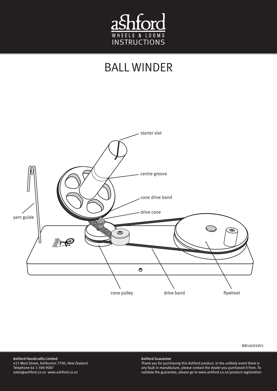 ASHFORD BALL WINDER INSTRUCTIONS Pdf Download ManualsLib
