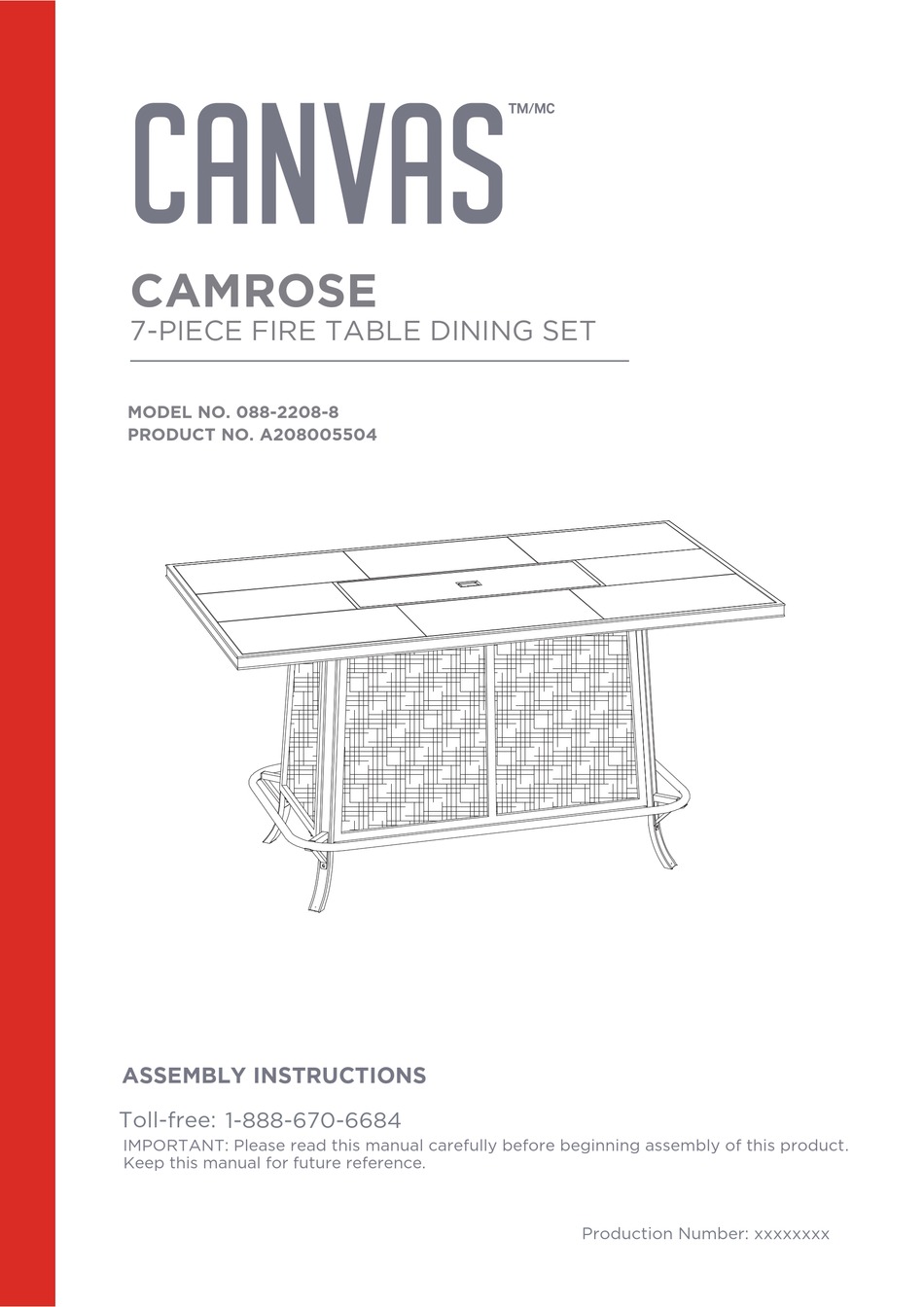 CANVAS CAMROSE 08822088 ASSEMBLY INSTRUCTIONS MANUAL Pdf Download