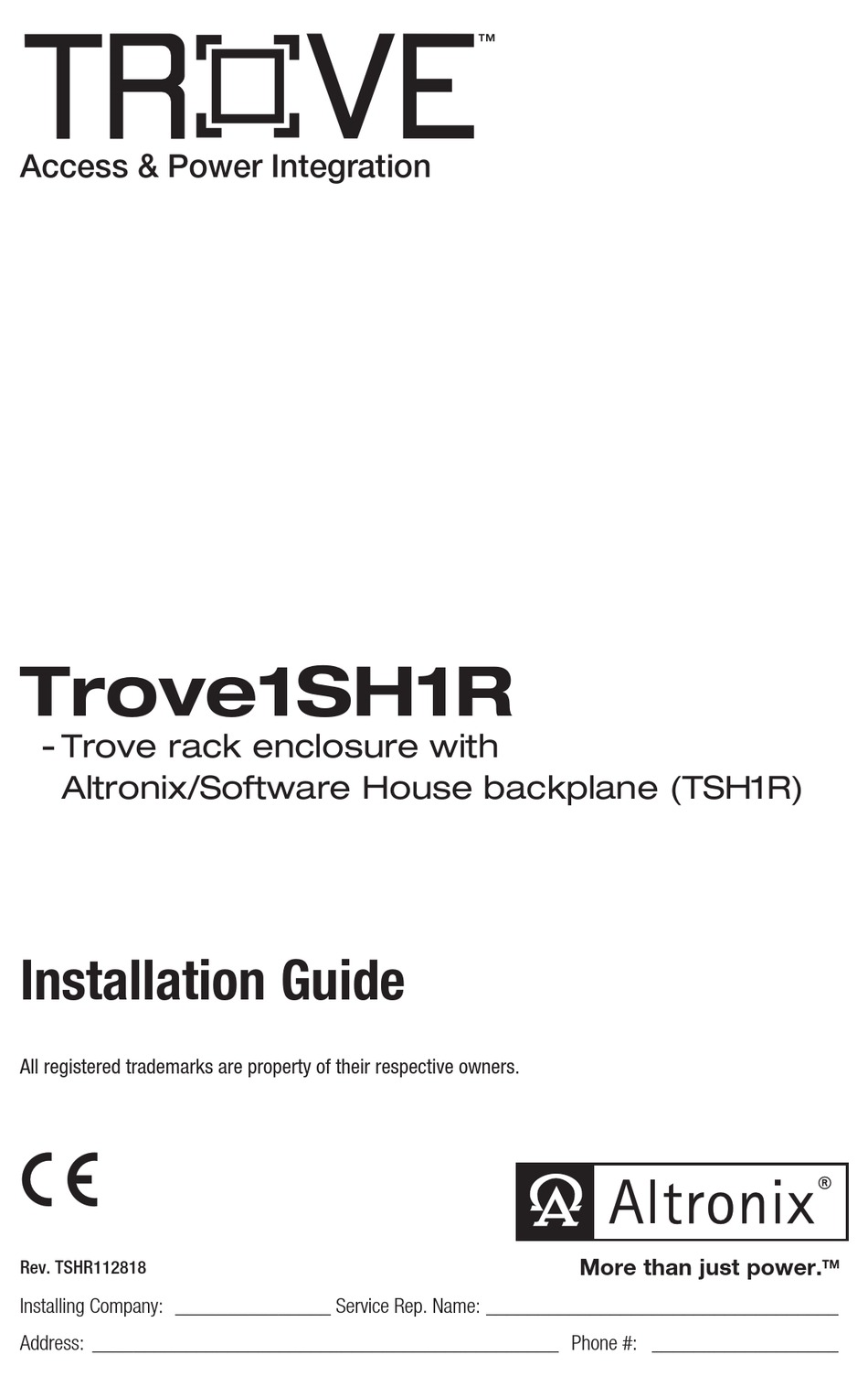 ALTRONIX TROVE1SH1R INSTALLATION MANUAL Pdf Download | ManualsLib