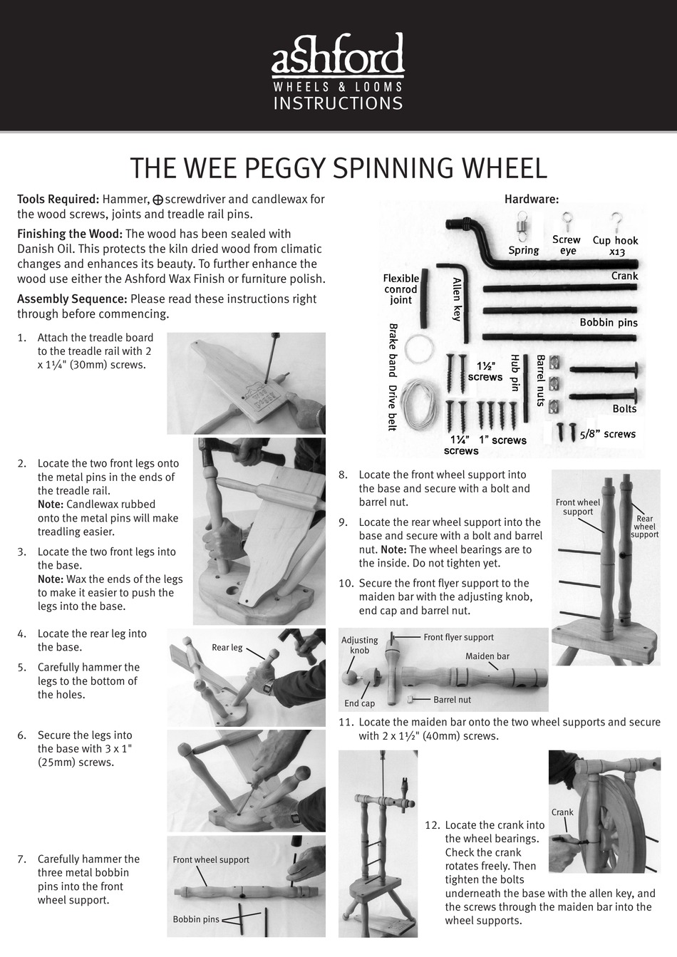 ASHFORD THE WEE PEGGY SPINNING WHEEL INSTRUCTIONS Pdf Download ManualsLib