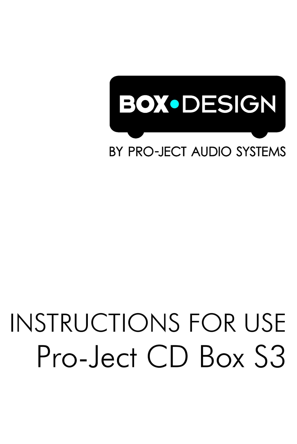 PROJECT AUDIO SYSTEMS BOXDESIGN CD BOX S3 INSTRUCTIONS FOR USE Pdf Download ManualsLib