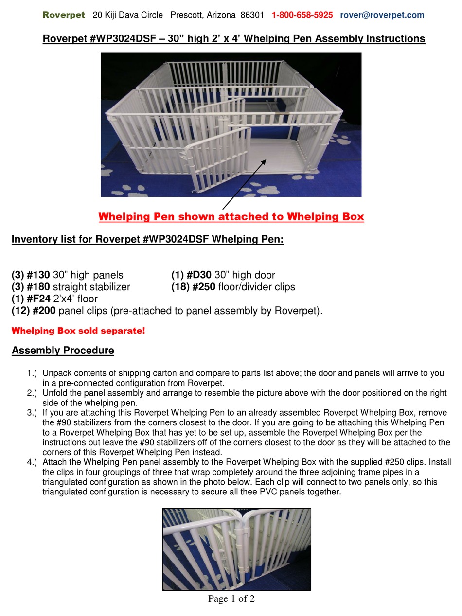 ROVERPET WP3024DSF ASSEMBLY INSTRUCTIONS Pdf Download ManualsLib