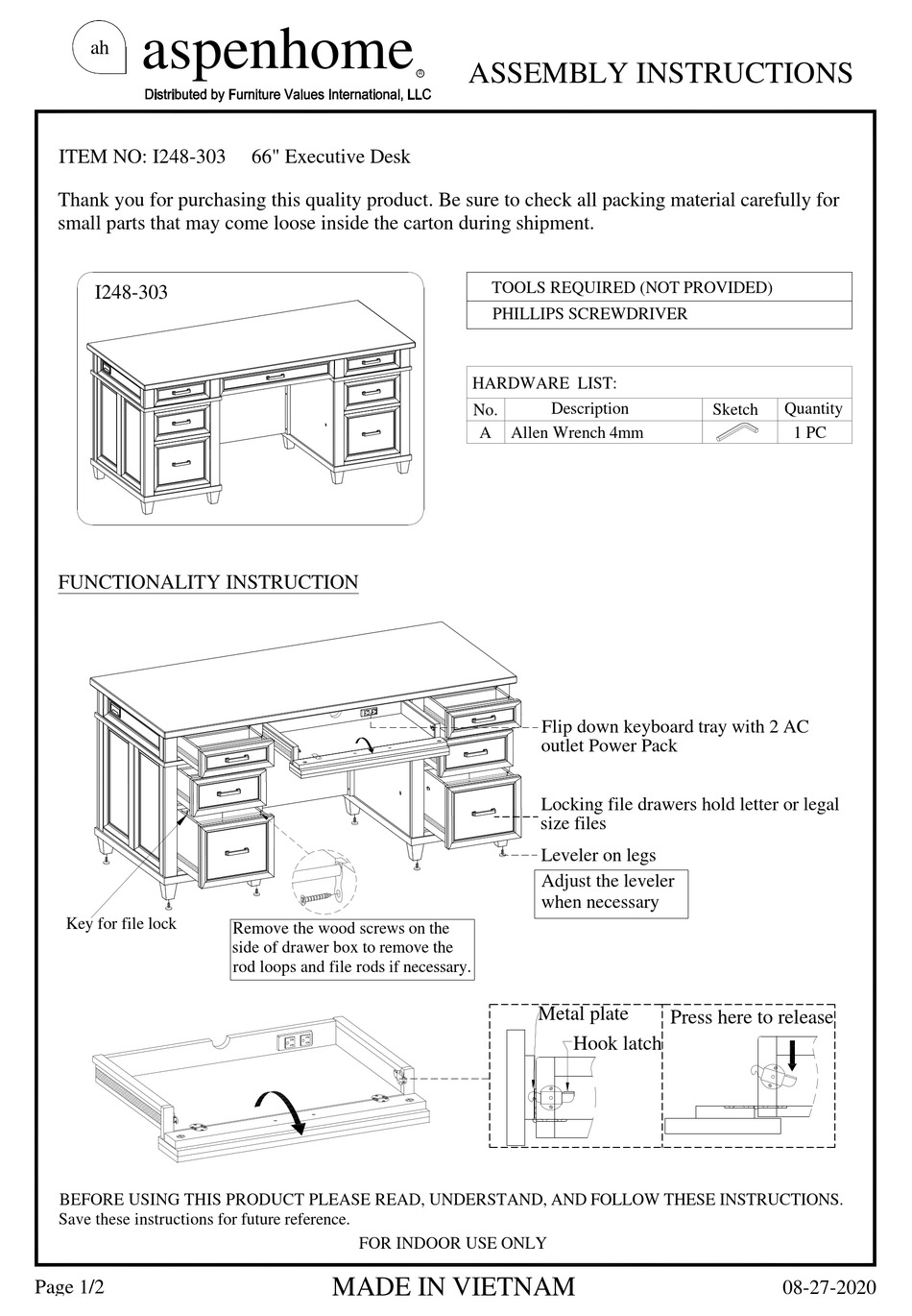 ASPENHOME I248303 ASSEMBLY INSTRUCTIONS Pdf Download ManualsLib