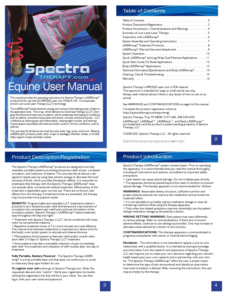 SPECTRA LASERWRAP EQUINE USER MANUAL Pdf Download ManualsLib