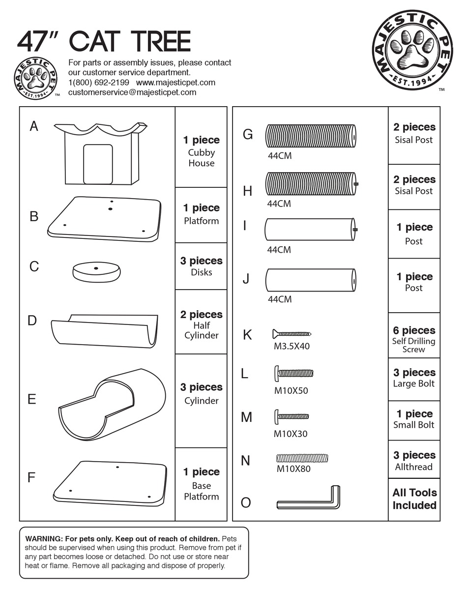 MAJESTIC PET 47 CAT TREE ASSEMBLY INSTRUCTIONS Pdf Download ManualsLib
