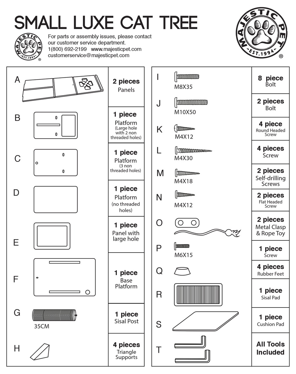MAJESTIC PET SMALL LUXE CAT TREE ASSEMBLY INSTRUCTIONS Pdf Download