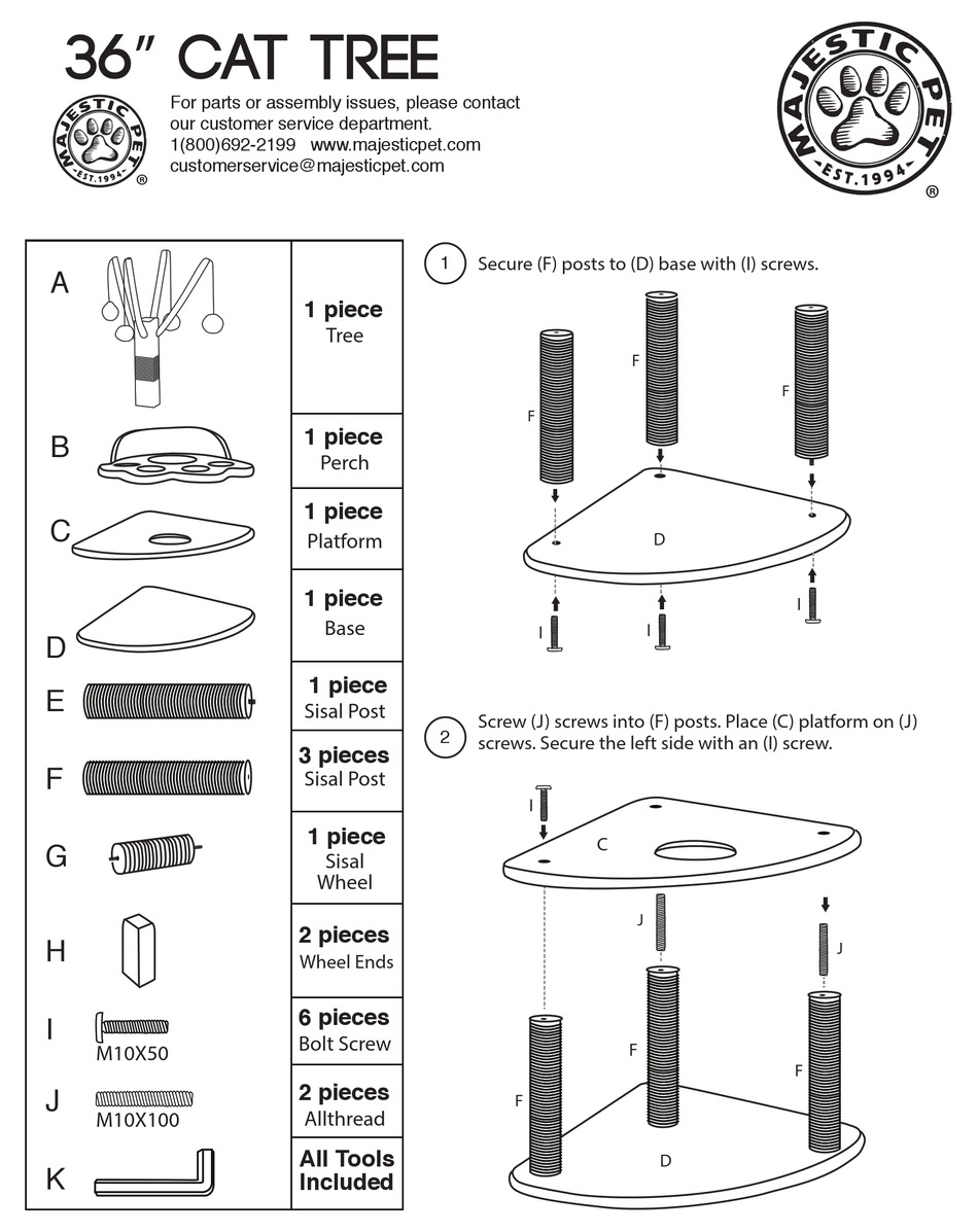 MAJESTIC PET 36 CAT TREE ASSEMBLY INSTRUCTIONS Pdf Download ManualsLib