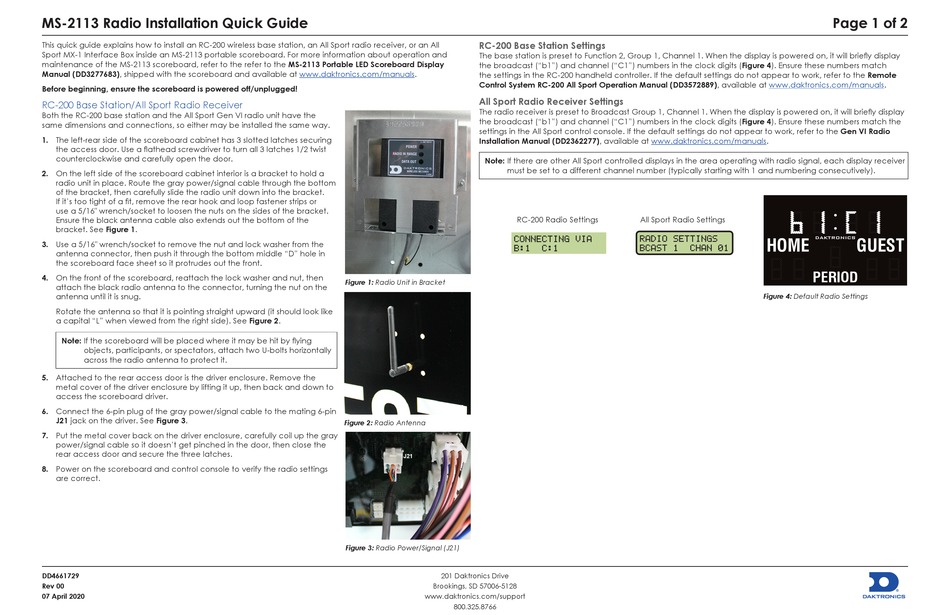 DAKTRONICS MS2113 INSTALLATION QUICK MANUAL Pdf Download ManualsLib