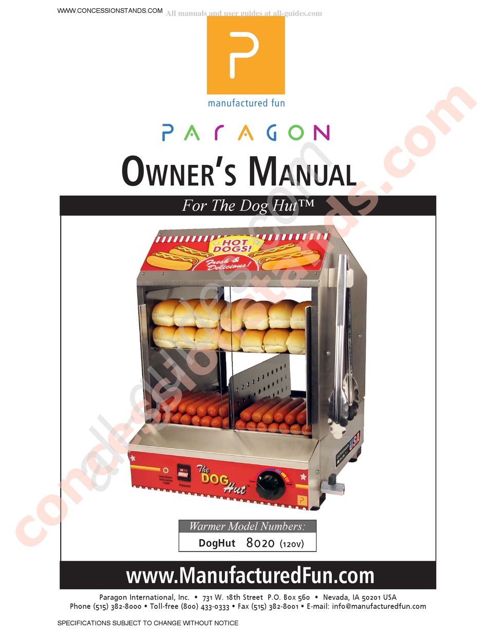 PARAGON DOGHUT 8020 OWNER'S MANUAL Pdf Download ManualsLib