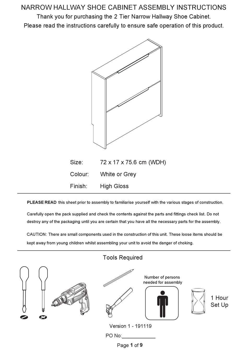 GFW NARROW HALLWAY ASSEMBLY INSTRUCTIONS MANUAL Pdf Download ManualsLib