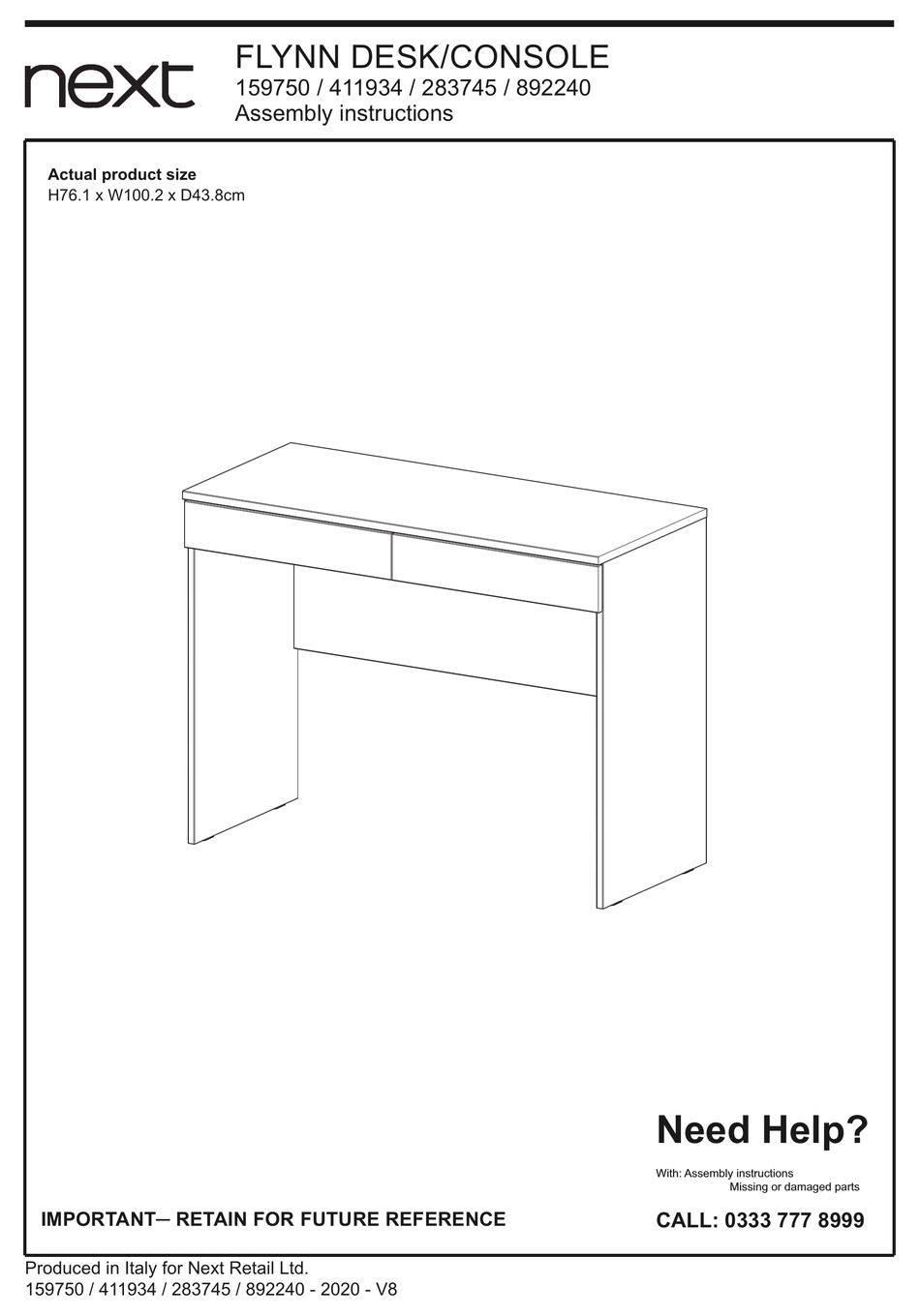 NEXT FLYNN 159750 ASSEMBLY INSTRUCTIONS MANUAL Pdf Download ManualsLib