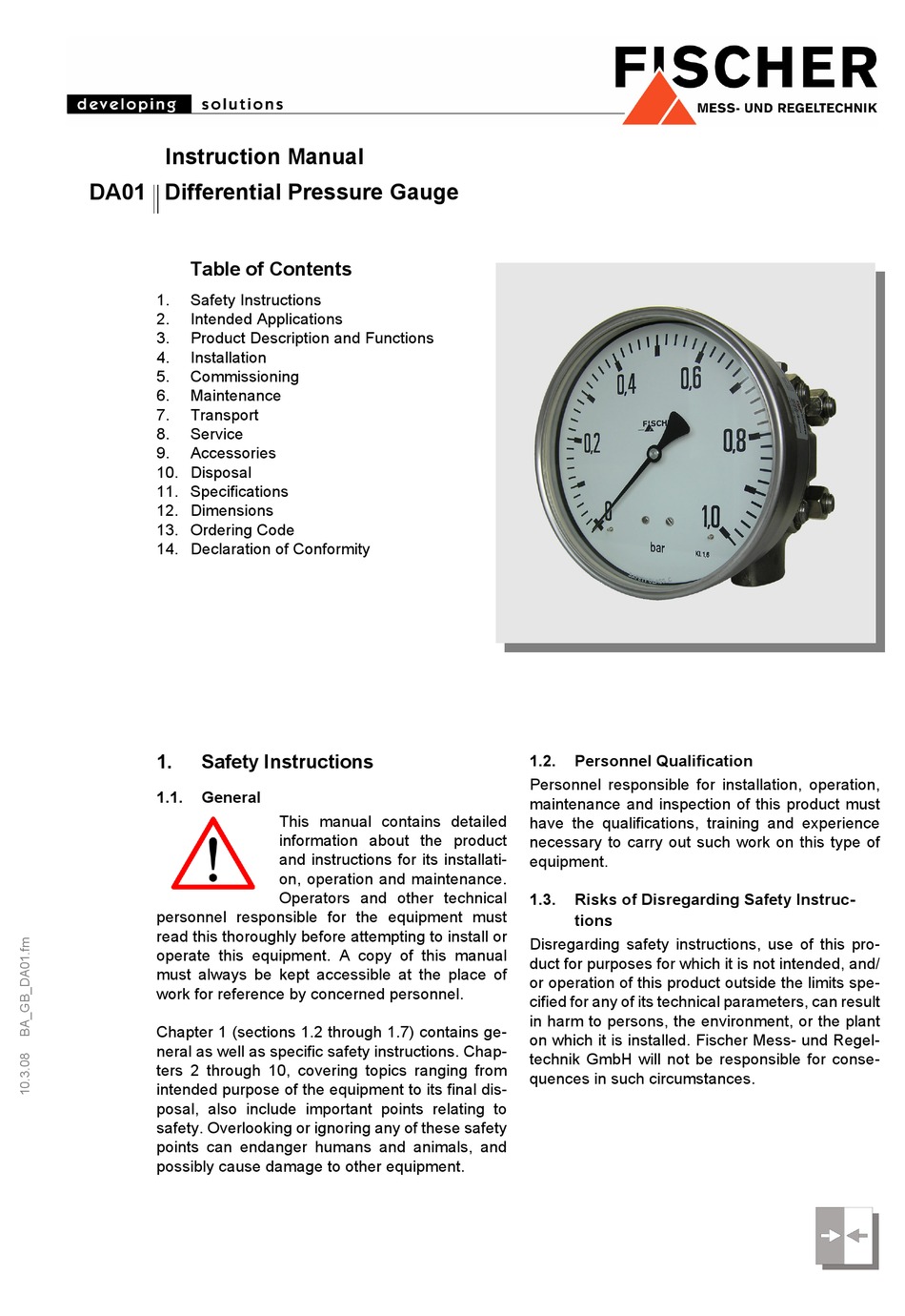 FISCHER DA01 INSTRUCTION MANUAL Pdf Download ManualsLib