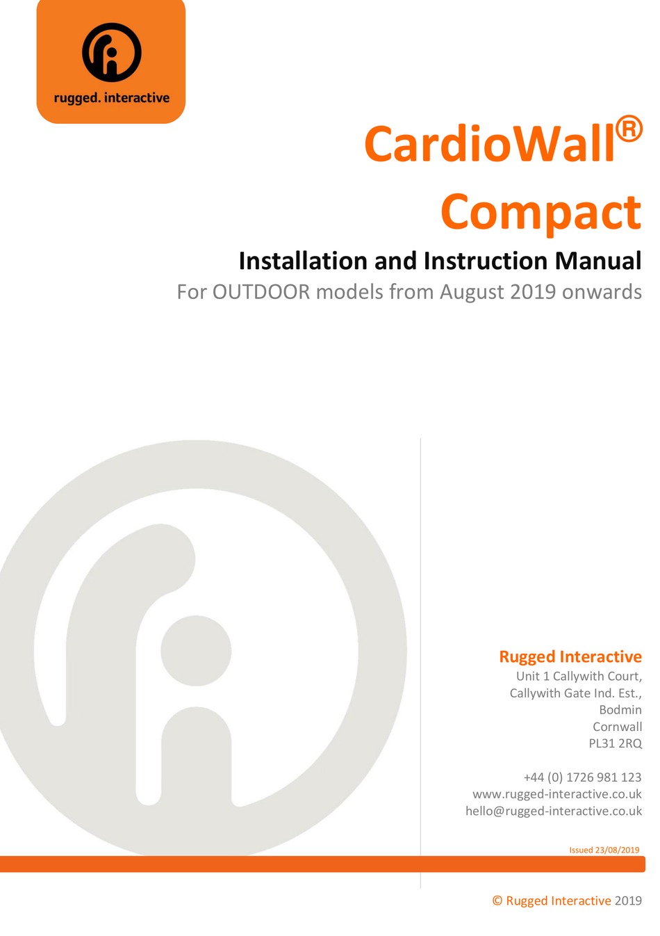 RUGGED INTERACTIVE CARDIOWALL COMPACT INSTALLATION AND INSTRUCTION ...