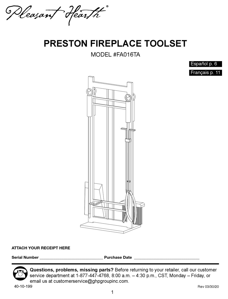 PLEASANT HEARTH FA016TA QUICK START MANUAL Pdf Download ManualsLib