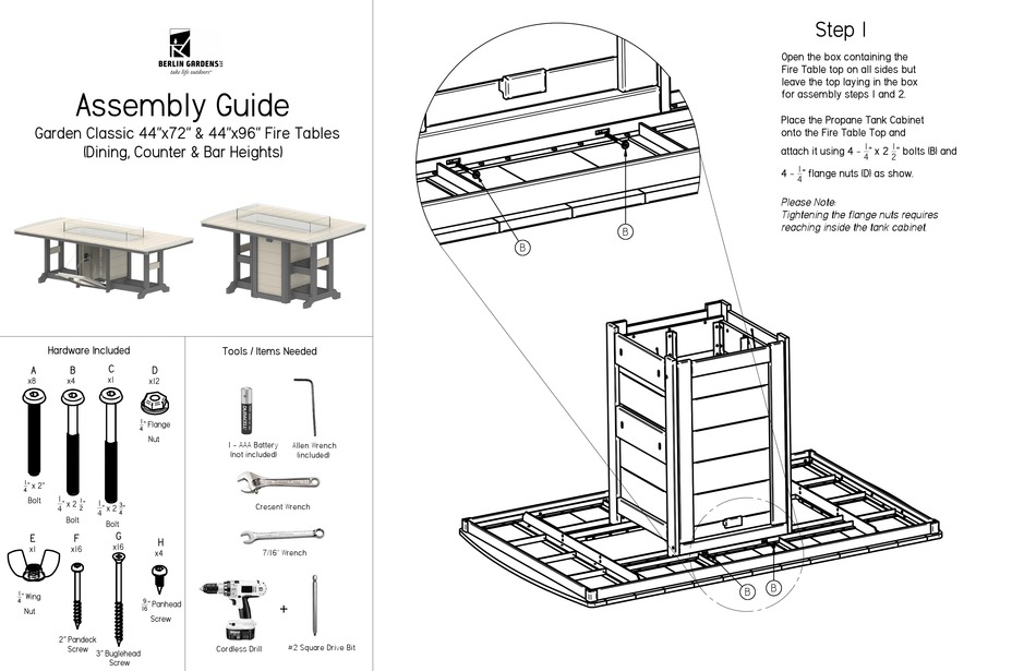 BERLIN GARDENS GARDEN CLASSIC 44"X72" ASSEMBLY MANUAL Pdf Download