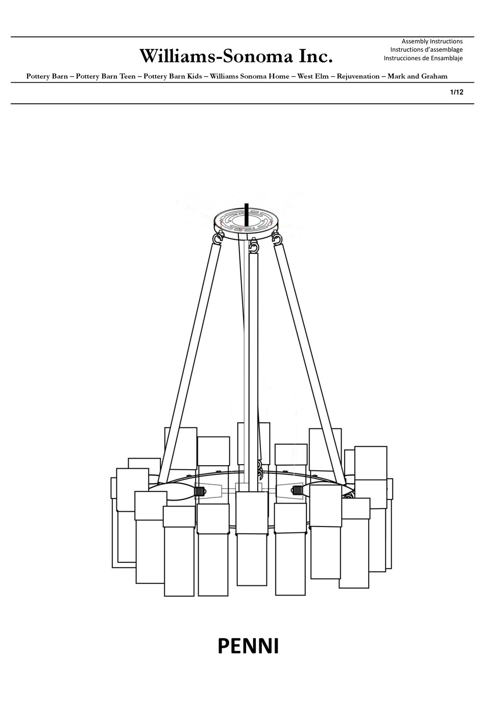 WILLIAMSSONOMA PENNI ASSEMBLY INSTRUCTIONS MANUAL Pdf Download ManualsLib