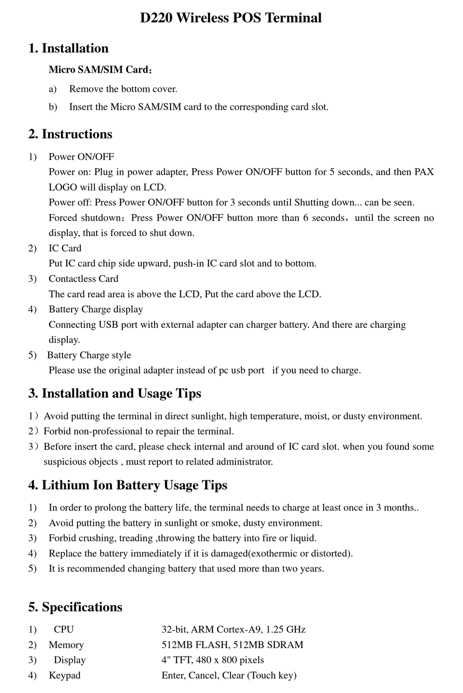 PAX D220 USER MANUAL Pdf Download ManualsLib