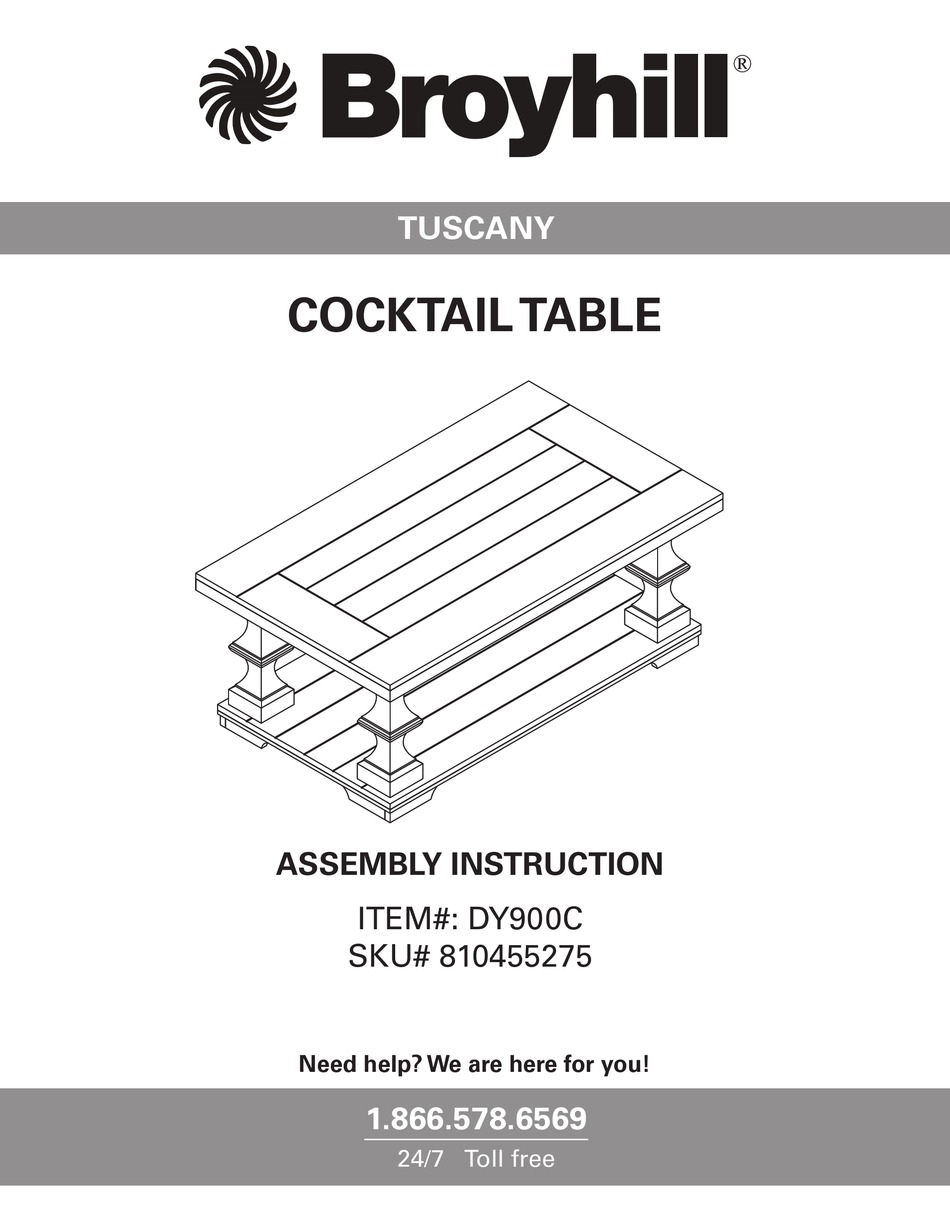 BROYHILL TUSCANY DY900C ASSEMBLY INSTRUCTION MANUAL Pdf Download