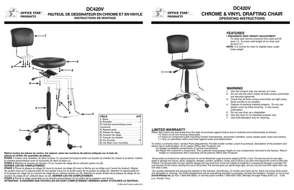OFFICE STAR PRODUCTS DC420V OPERATING INSTRUCTIONS Pdf Download
