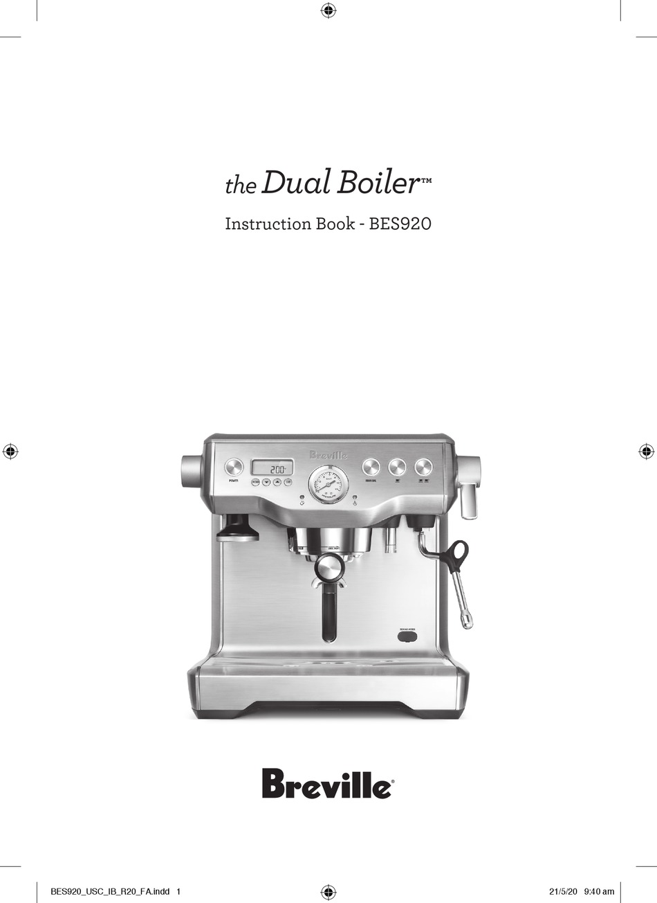 BREVILLE DUAL BOILER BES920 INSTRUCTION BOOK Pdf Download ManualsLib