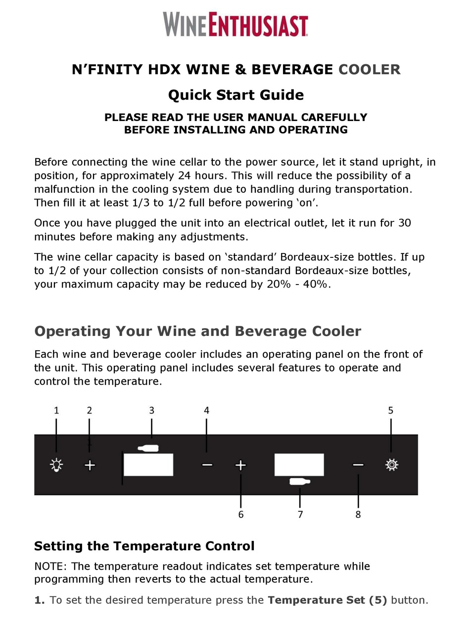 WINEENTHUSIAST N'FINITY HDX QUICK START MANUAL Pdf Download ManualsLib