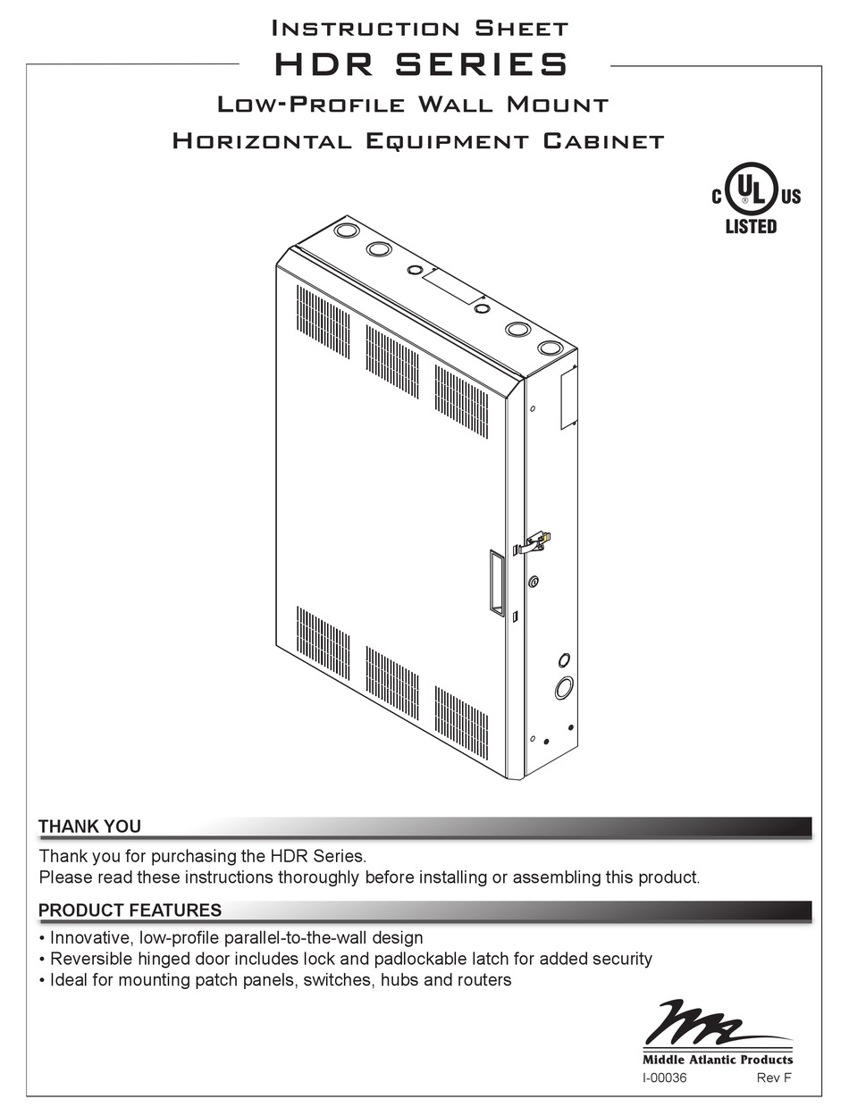 MIDDLE ATLANTIC PRODUCTS HDR SERIES INSTRUCTION SHEET Pdf Download