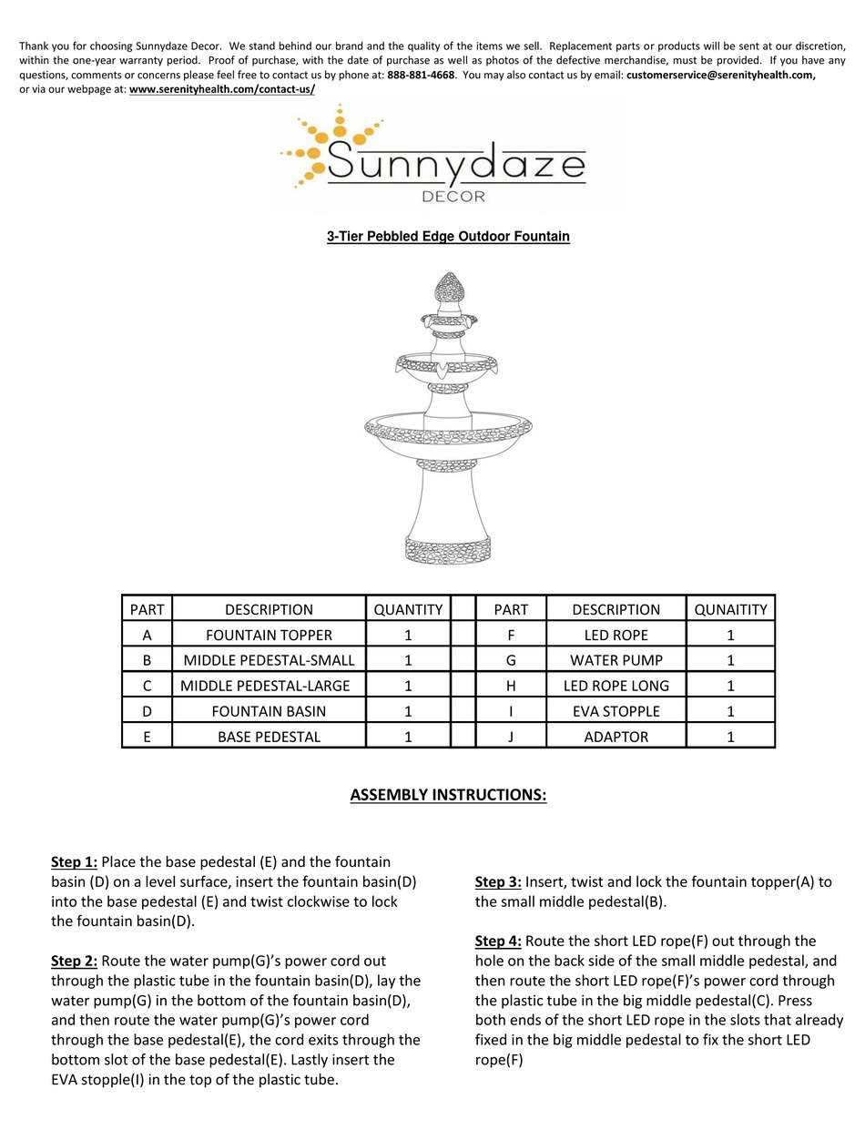 SUNNYDAZE DECOR XSS585 ASSEMBLY INSTRUCTIONS Pdf Download ManualsLib