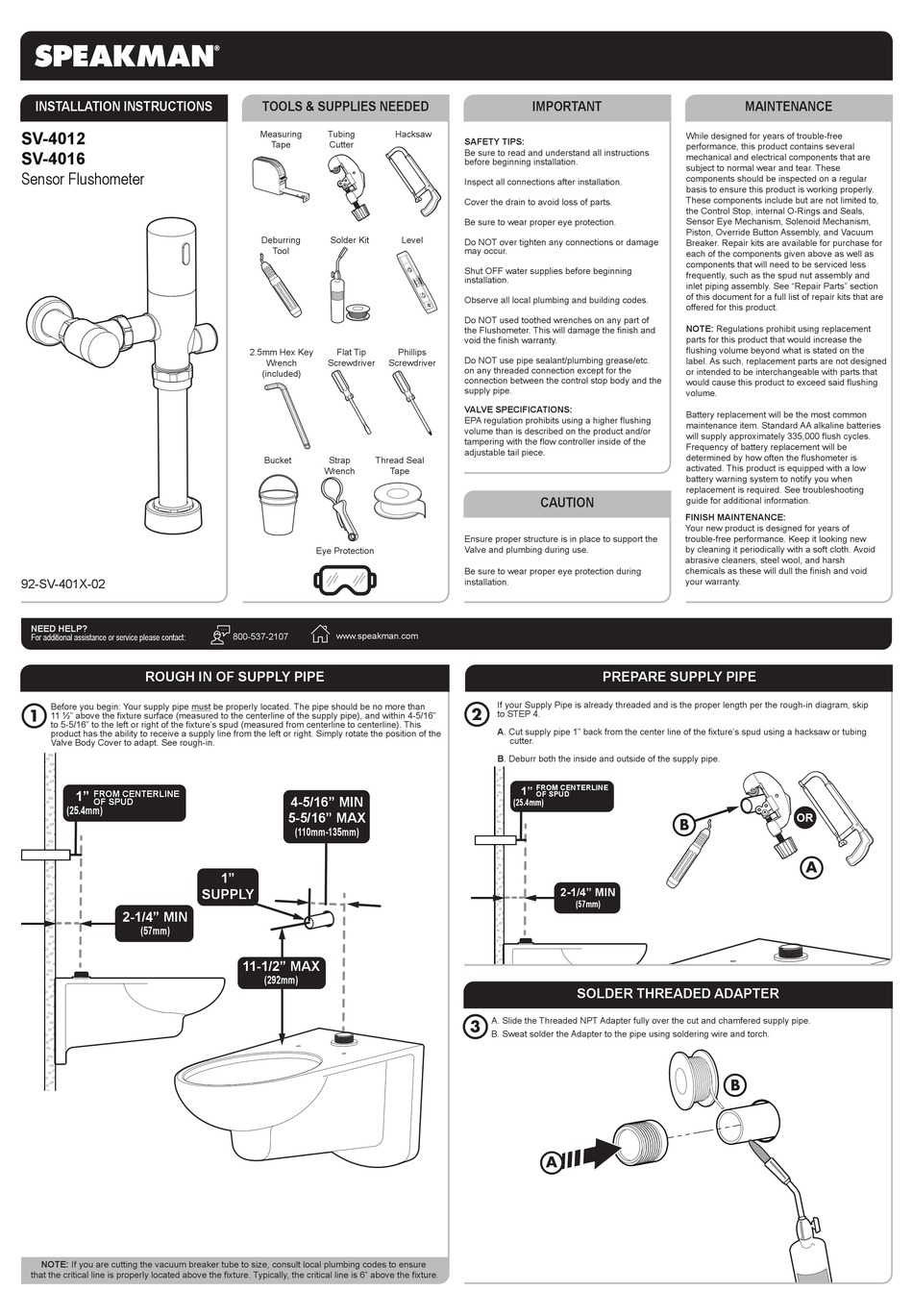 SPEAKMAN SV4012 INSTALLATION INSTRUCTIONS MANUAL Pdf Download ManualsLib