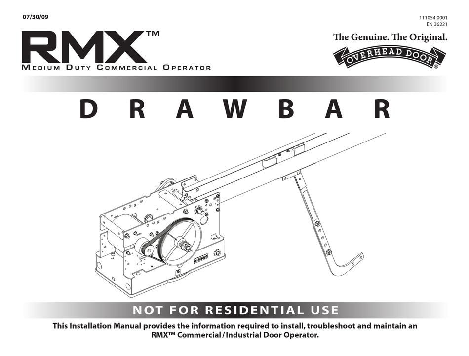 OVERHEAD DOOR RMX DRAWBAR MANUAL Pdf Download ManualsLib