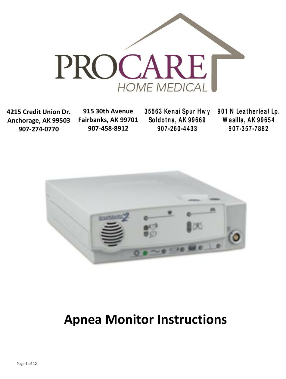 PROCARE APNEA MONITOR INSTRUCTIONS MANUAL Pdf Download ManualsLib