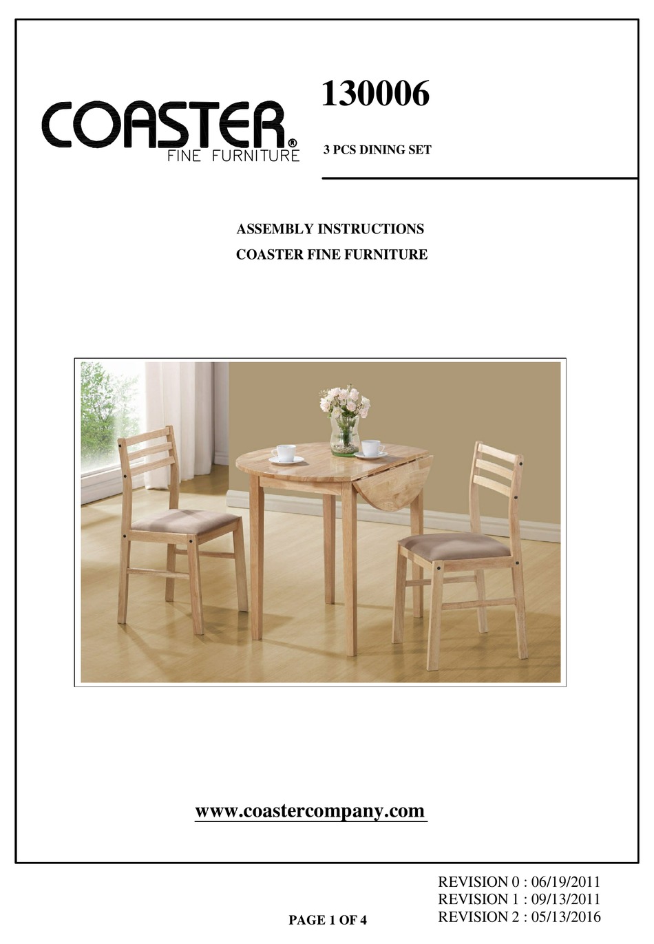 COASTER 130006 ASSEMBLY INSTRUCTIONS Pdf Download ManualsLib