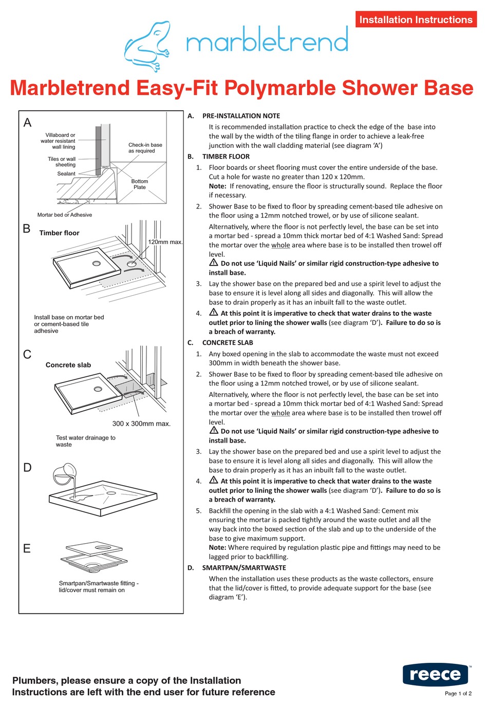 MARBLETREND EASYFIT INSTALLATION INSTRUCTIONS Pdf Download ManualsLib