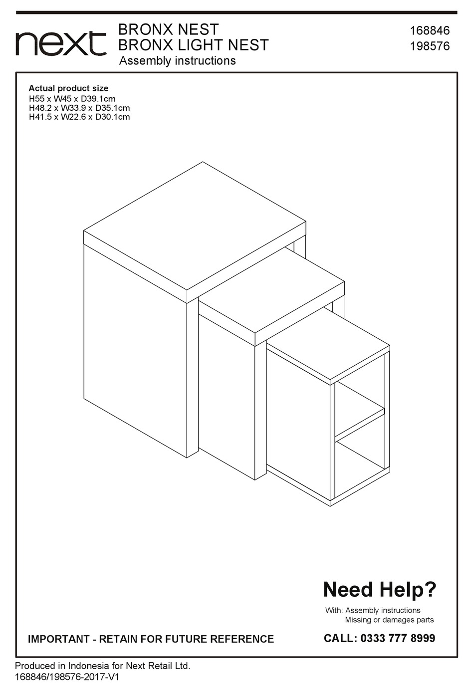 NEXT BRONX NEST 168846 ASSEMBLY INSTRUCTIONS MANUAL Pdf Download