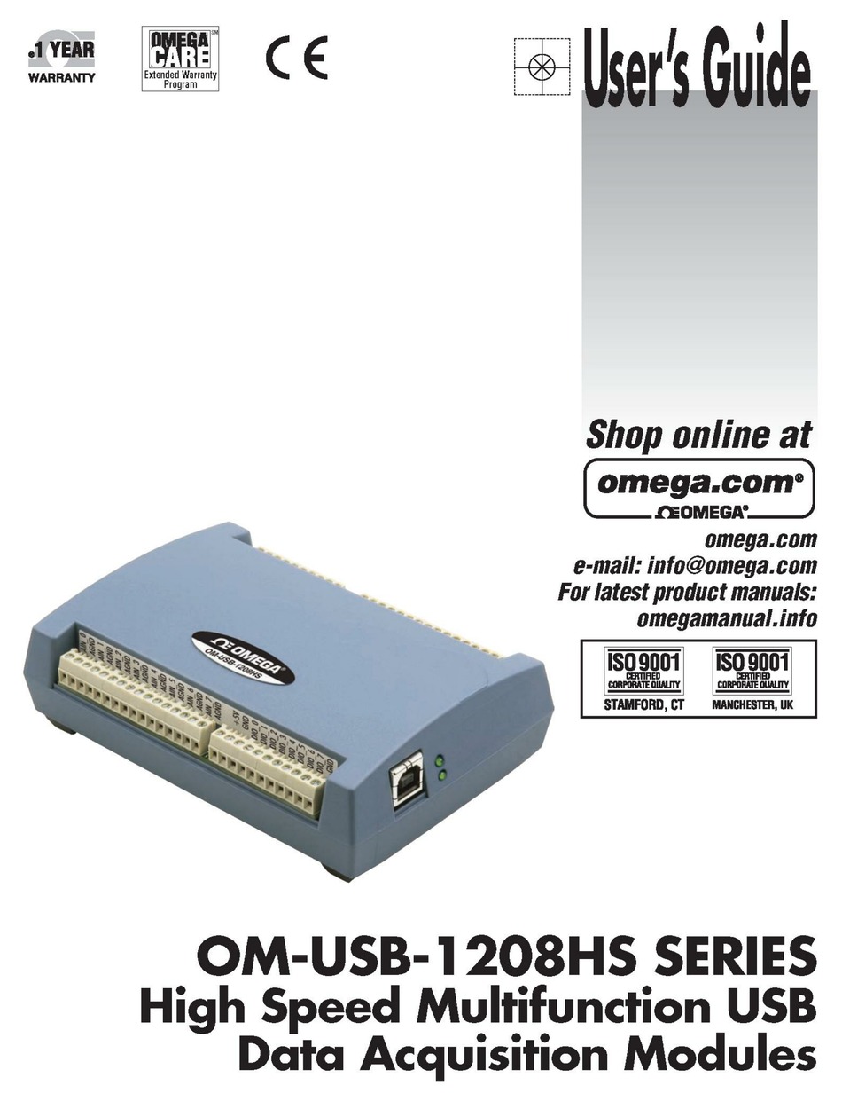 OMEGA OMUSB1208HS SERIES USER MANUAL Pdf Download ManualsLib