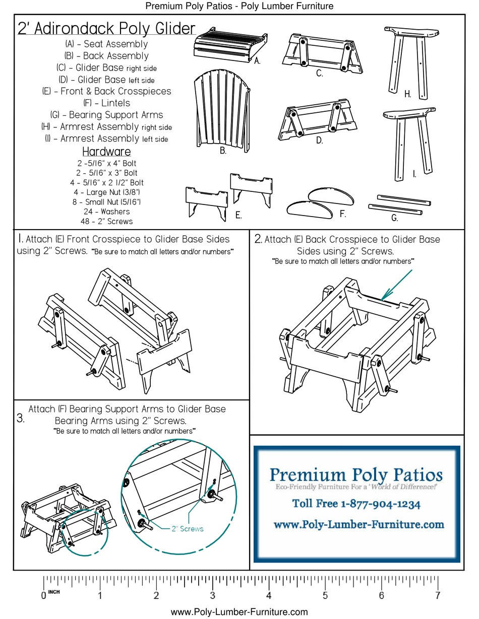 PREMIUM POLY PATIOS LUXCRAFT CRESTVILLE ADIRONDACK 2 QUICK START MANUAL