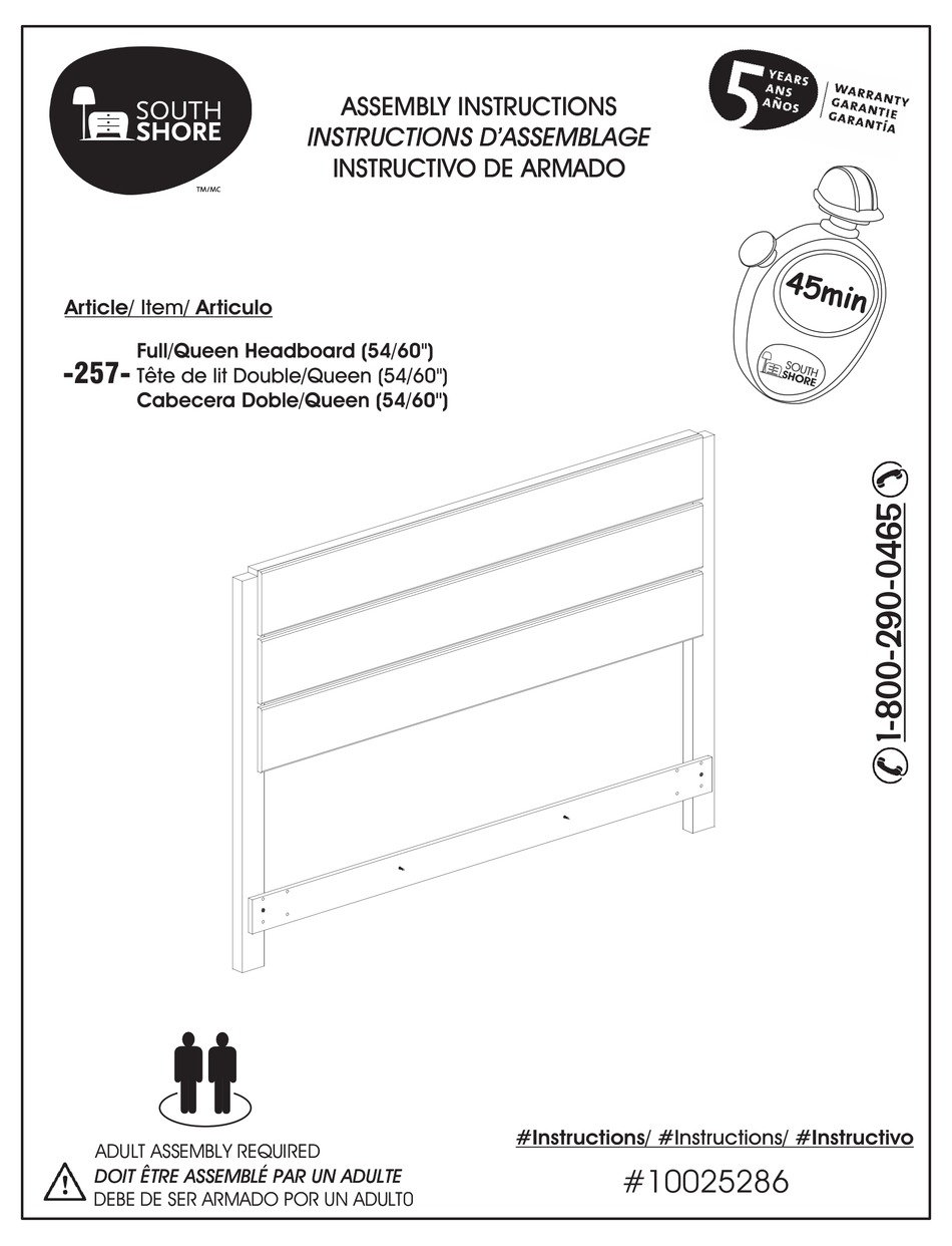 SOUTH SHORE 257 ASSEMBLY INSTRUCTIONS MANUAL Pdf Download ManualsLib