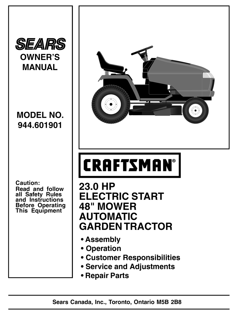 SEARS CRAFTSMAN 944.601901 OWNER'S MANUAL Pdf Download | ManualsLib