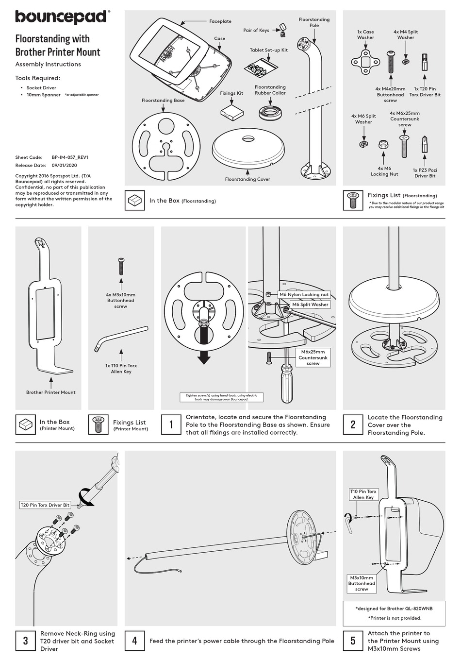BOUNCEPAD FLOORSTANDING WITH BROTHER PRINTER MOUNT ASSEMBLY