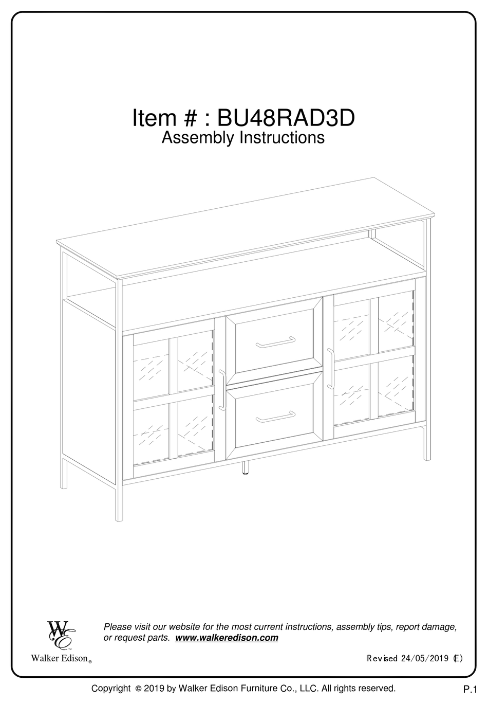 WALKER EDISON BU48RAD3D ASSEMBLY INSTRUCTIONS MANUAL Pdf Download