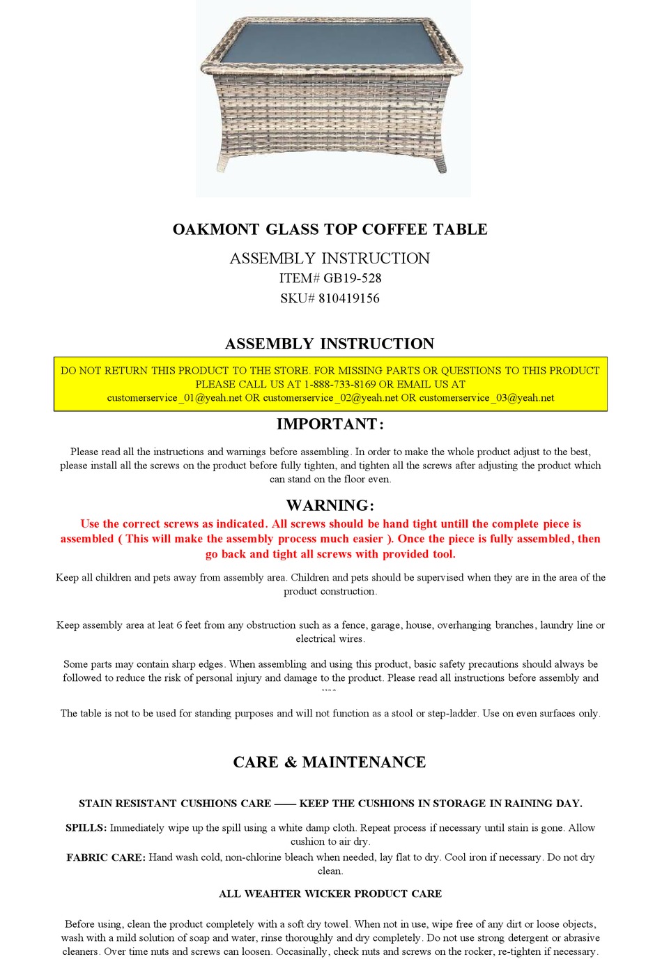 REAL LIVING OAKMONT GB19528 ASSEMBLY INSTRUCTION Pdf Download ManualsLib