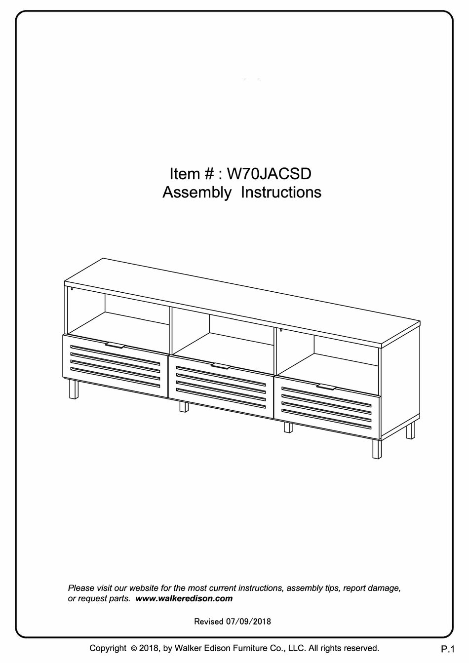 WALKER EDISON W70JACSD ASSEMBLY INSTRUCTIONS MANUAL Pdf Download