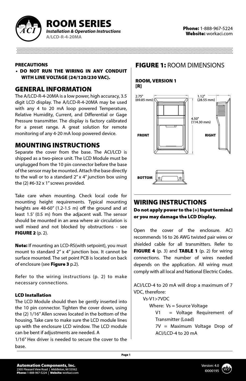 ACI A LCD R 4 20MA INSTALLATION OPERATION INSTRUCTIONS Pdf Download aci-a-lcd-r-4-20ma-installation-operation-instructions-pdf-download